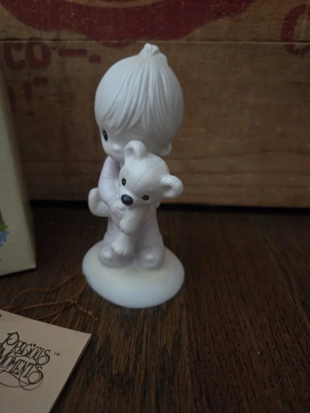 1978 Precious Moments Figurine “Jesus Loves Me” Girl With Bear  E-1372B